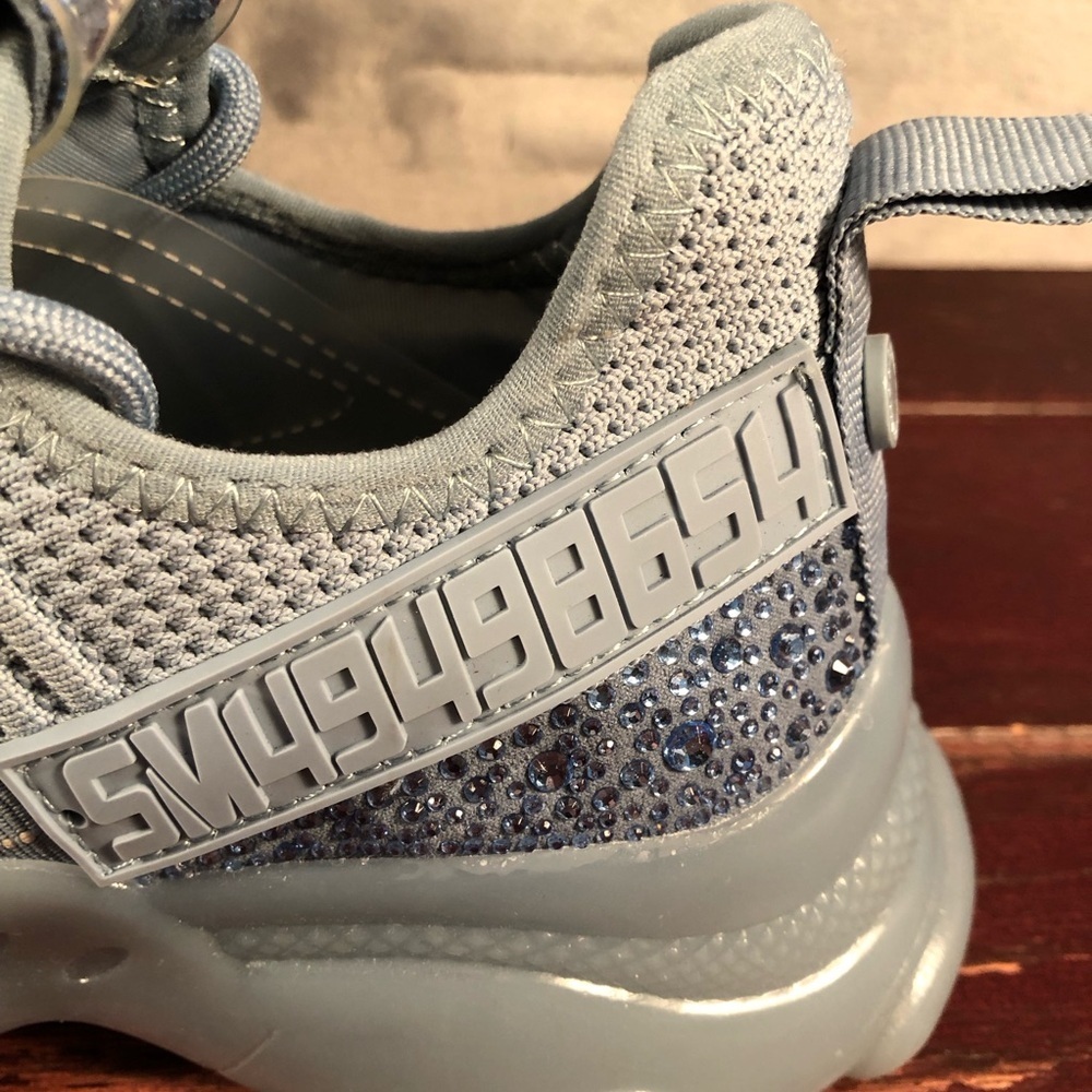 Steve Madden Women's Maxima Rhinestone-Trim Trainer Sneakers Blue Size 6 - Picture 5 of 11